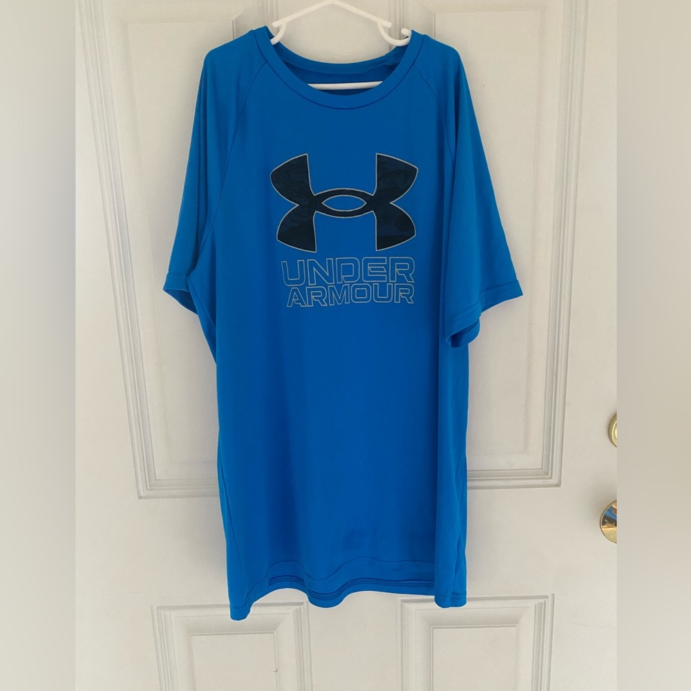 Under Armour Bright Blue Logo Tee - Youth XL